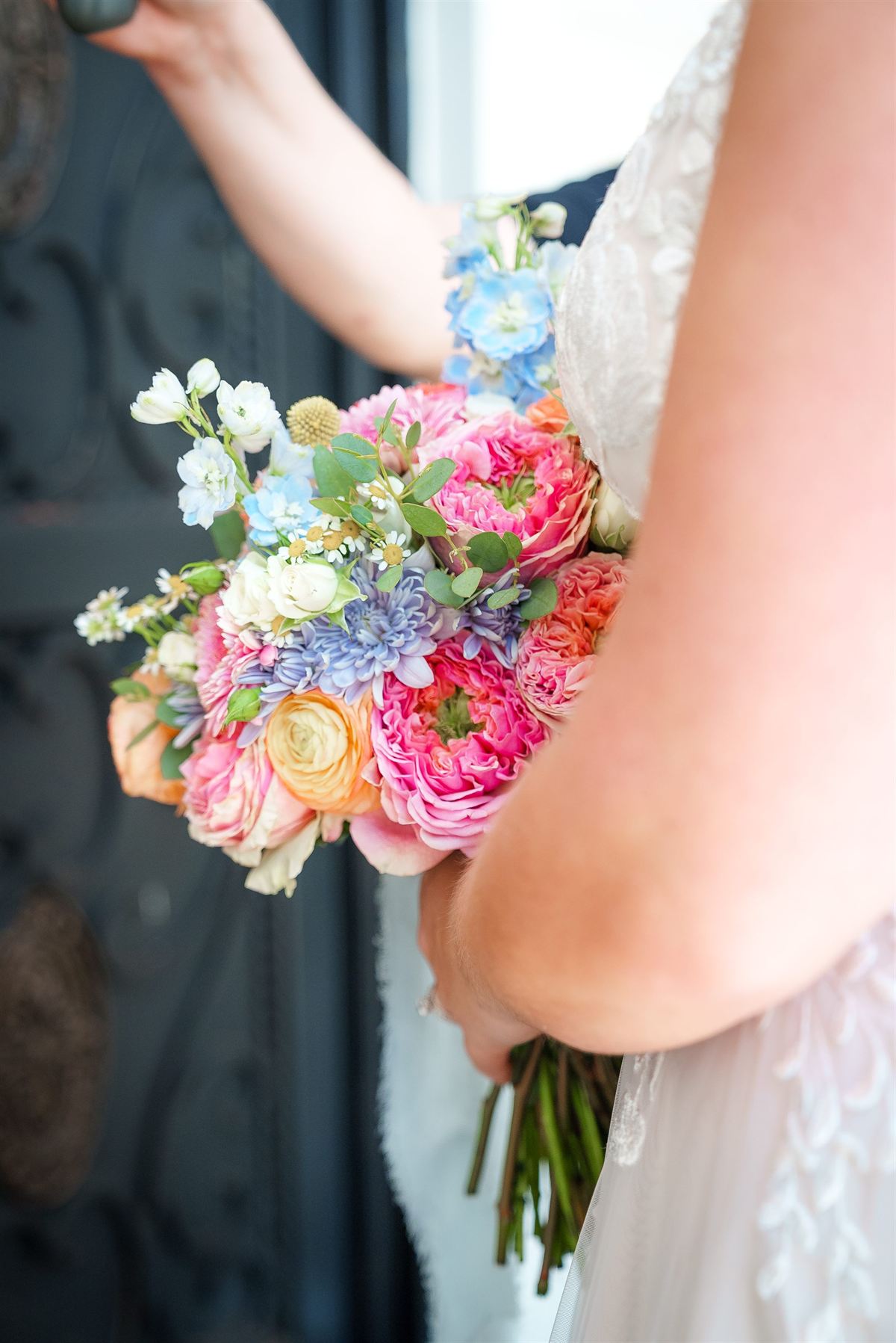A bouquet of peonies and roses